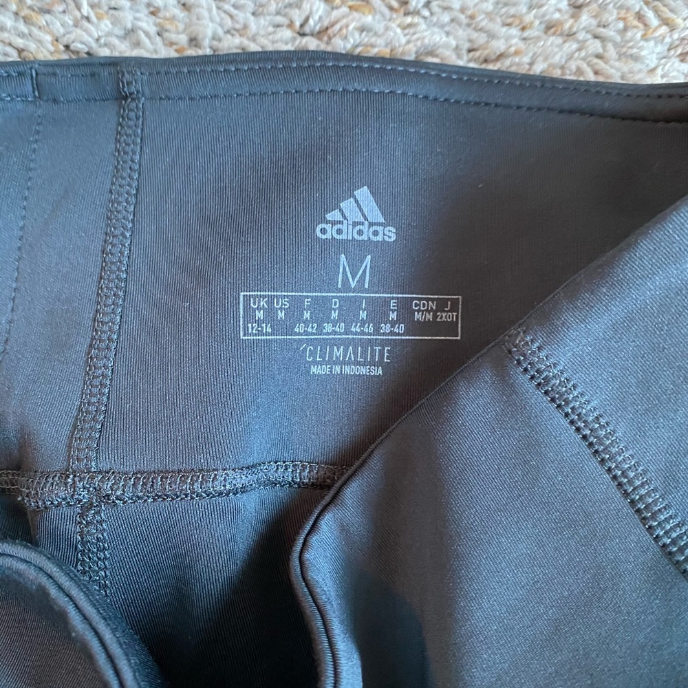 Adidas high rise athletic pants in charcoal